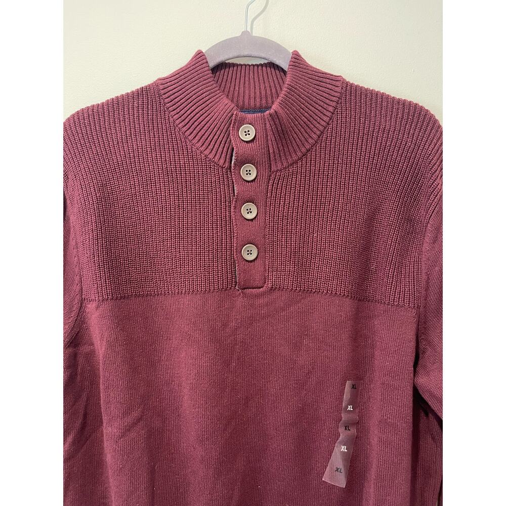 Club Room Mens Mock Neck Pullover Sweater Red Plum Size XL - Picture 2 of 5